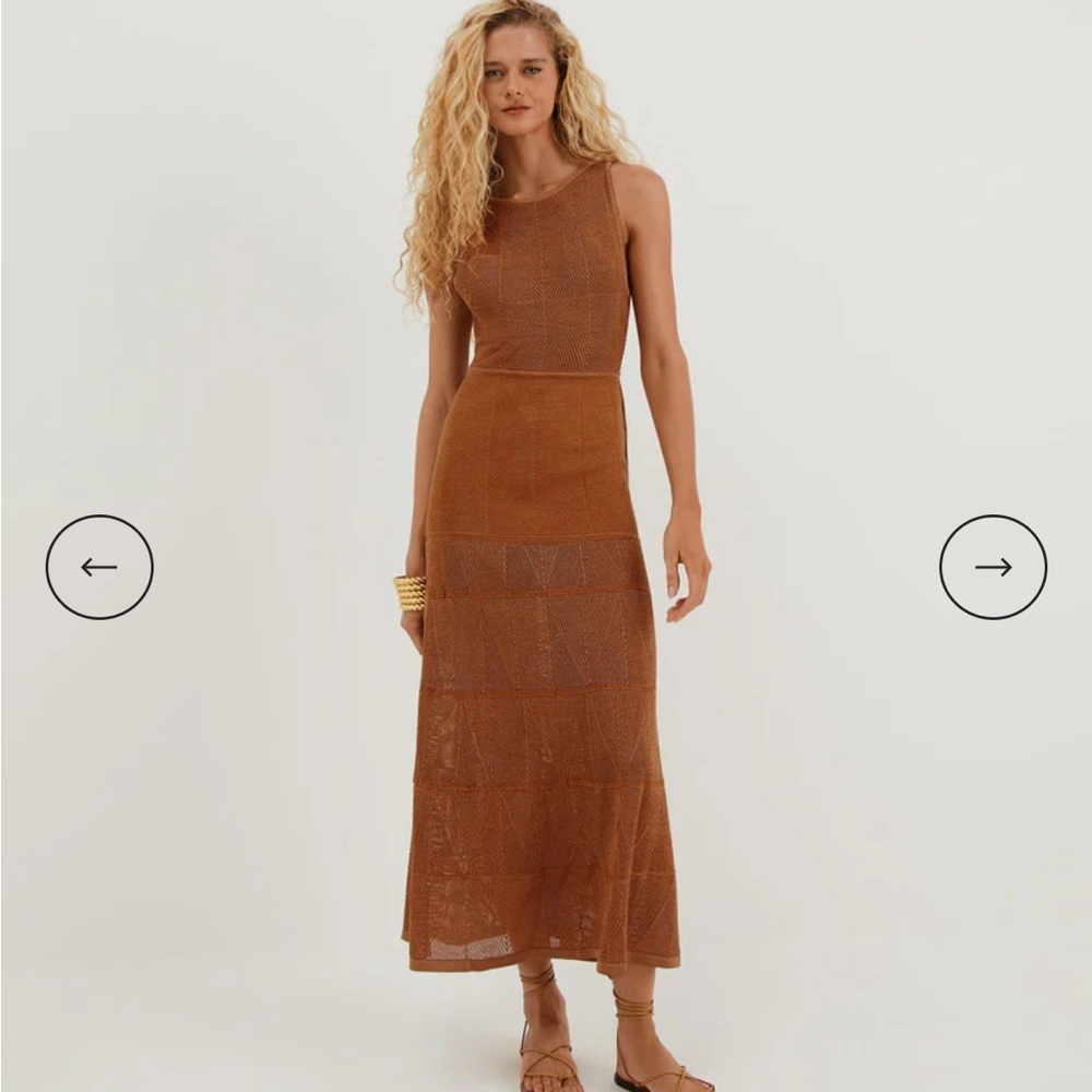 Vix by Paula Hermanny Sleeveless Knit Silvie Maxi Dress- Brown - Picture 3 of 6